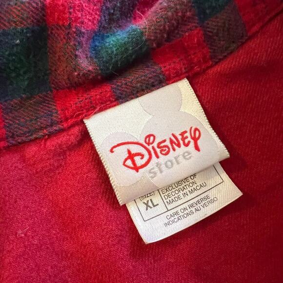 Vintage 90s Disney Mickey Mouse Red Cotton Flannel Sleep Shirt Size XL - Picture 7 of 12